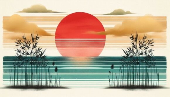 Bamboo Decorative Sun: A Bold Graphic Asset for Modern Projects