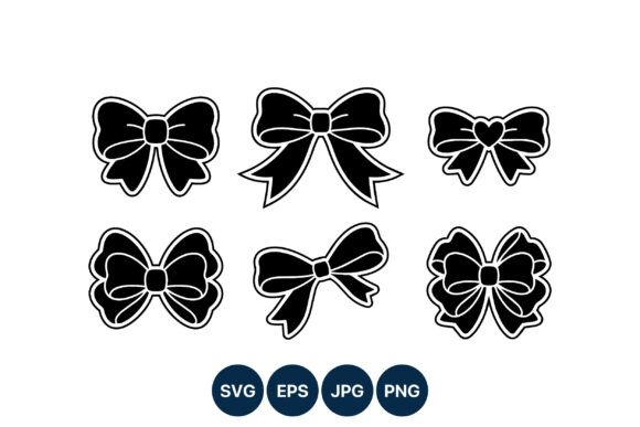 Black White Decorative Bows Set: Modern Design Elements