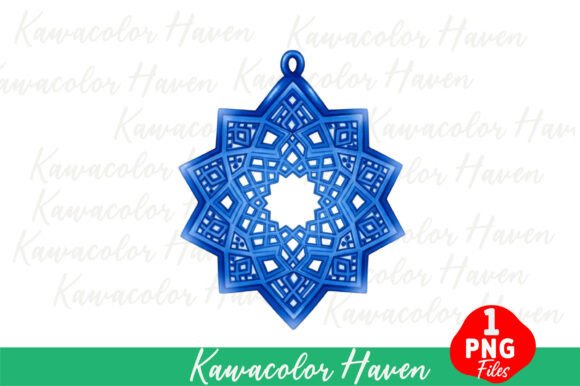 Blue Decorative Star Ornament: A Creative Clipart Asset