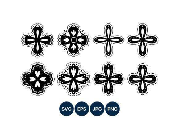 Decorative Black White Cross Vector Set: Creative Design Guide