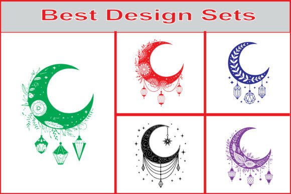 Decorative Crescent Moon SVG Bundle: Celestial Charm for Modern Crafters