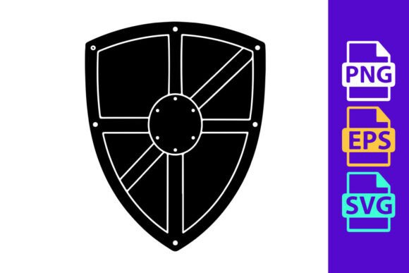 Decorative Viking Shield Silhouette: Bold Graphic for St. Patrick's Day