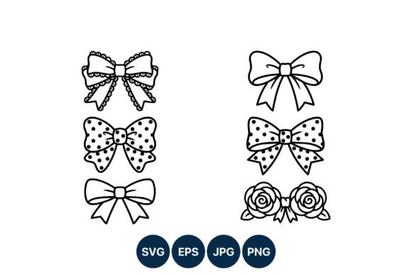 Elevate Your Projects with Decorative Black and White Bow Line Art