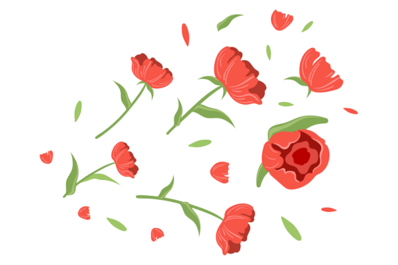 Using Decorative Red Flower Ornament. Romantic in Your Designs