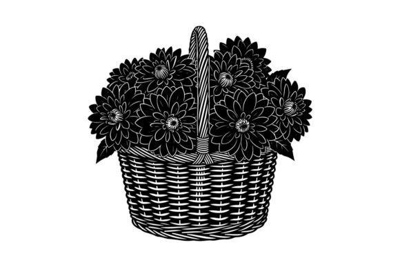 Wicker Basket Filled with Decorative Blu: A Designer's Go-To Clip Art